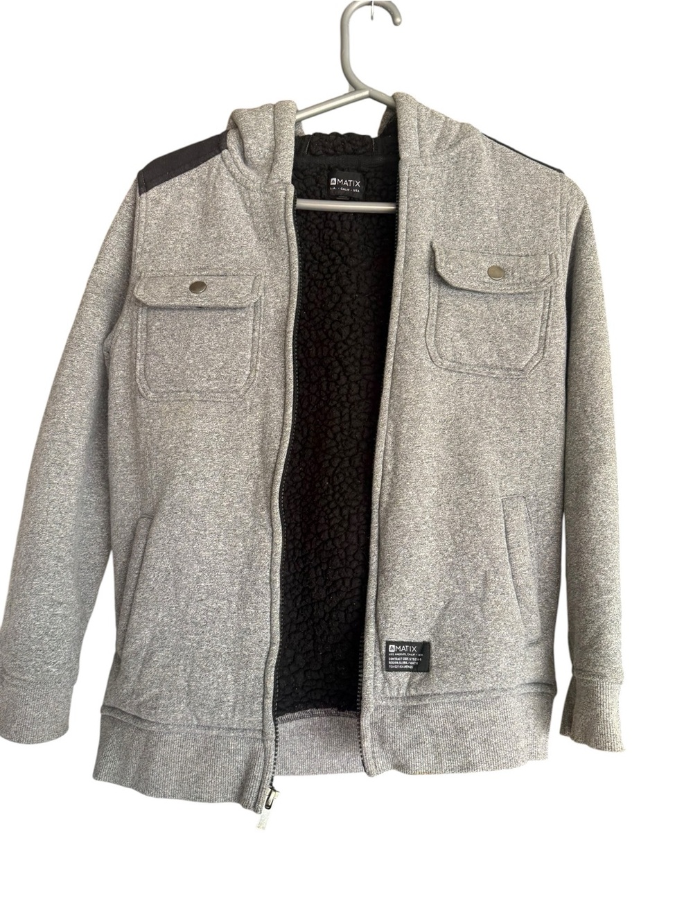 Matix Boys Gray Sherpa-Lined Zip Hoodie